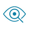 icon of a magnifying glass held over the pupil of an eye